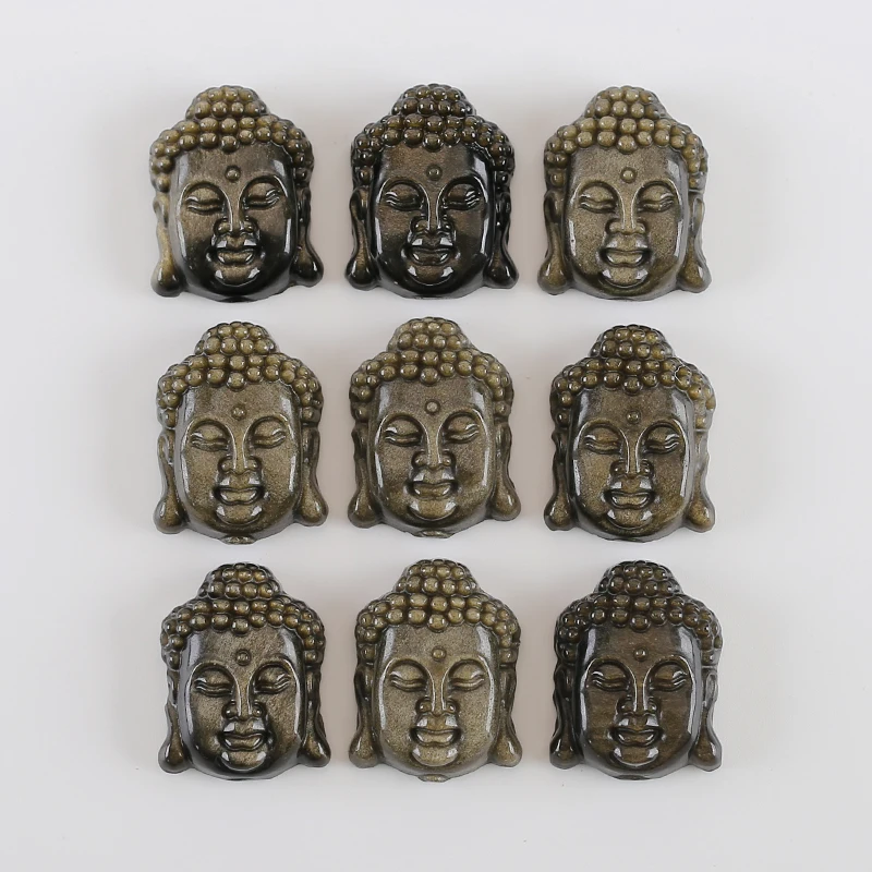 Gold Obsidian Buddha Pendant for Necklace,Drilled Crystal Carved Buddha Pendant for Men, Gemstone Jewelry,  Mens Pendant