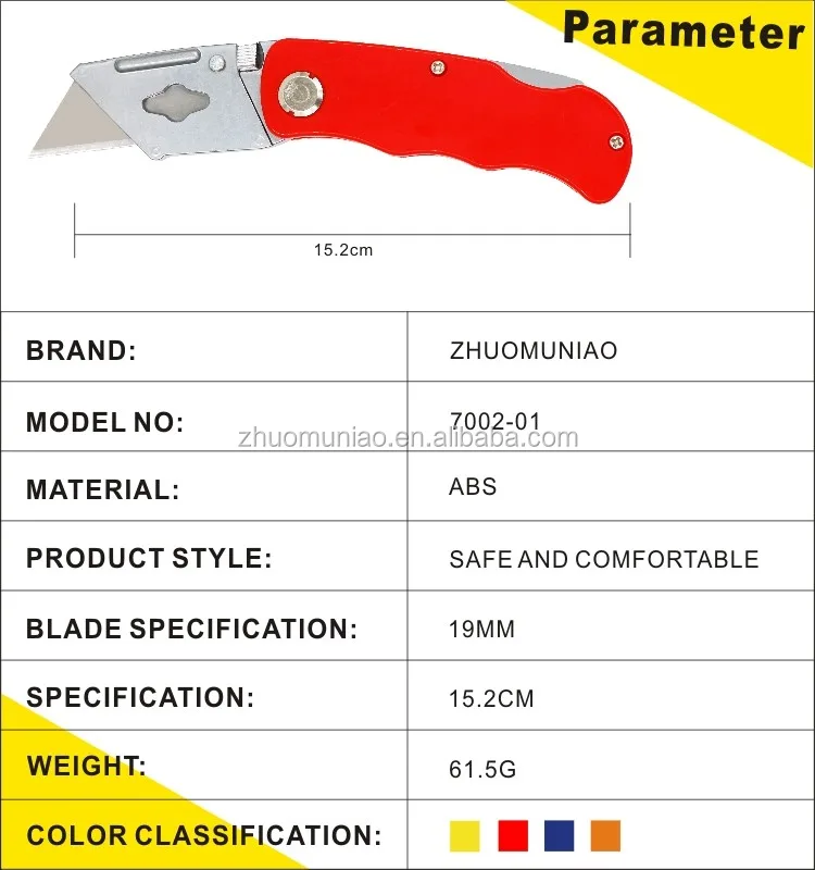 High Carbon Replaceable Blade Box Cutter Fold Foldable Pocket Lock Knife High Quality Plastic Folding Knife Cutter