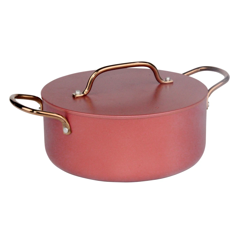 Durable scratch Coocking Ware Pot Set Cream Cookware With  Flat Aluminum Lid