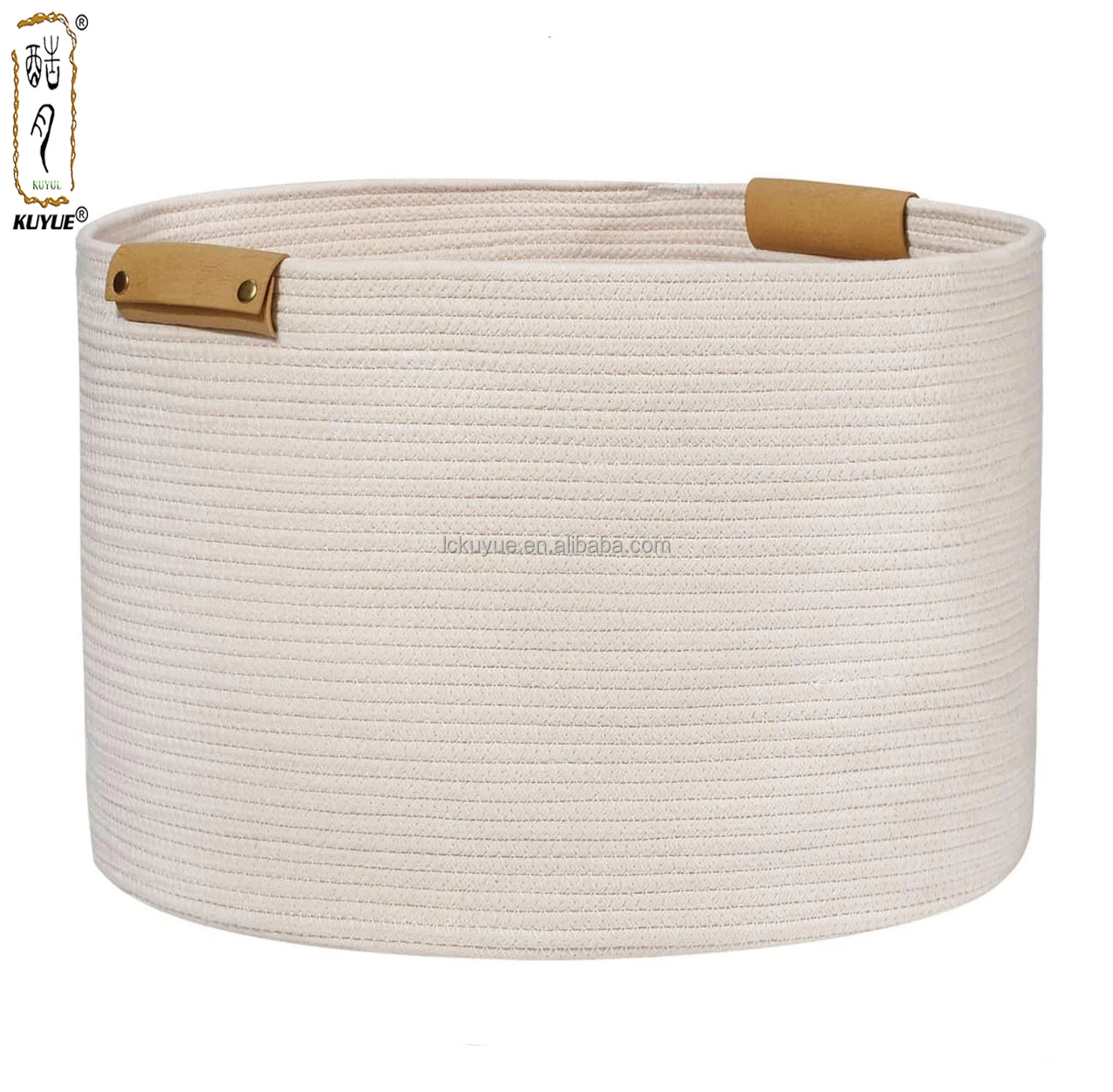 KUYUE Rope Basket Foldable Opp Bag Storage Baskets Foldable Laundry Hamper Folding Babyher Handle Cotton Hot Selling Leather