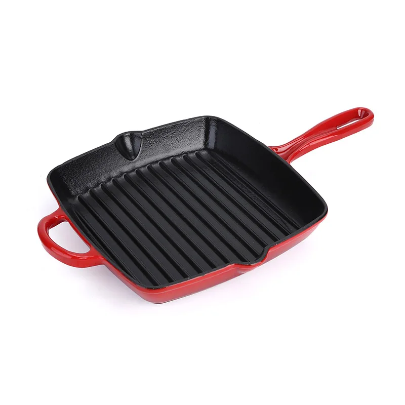 Cast Iron Enamel Square Frying Pan Skillet For Household and Restaurant Stove Baking Dish Pan