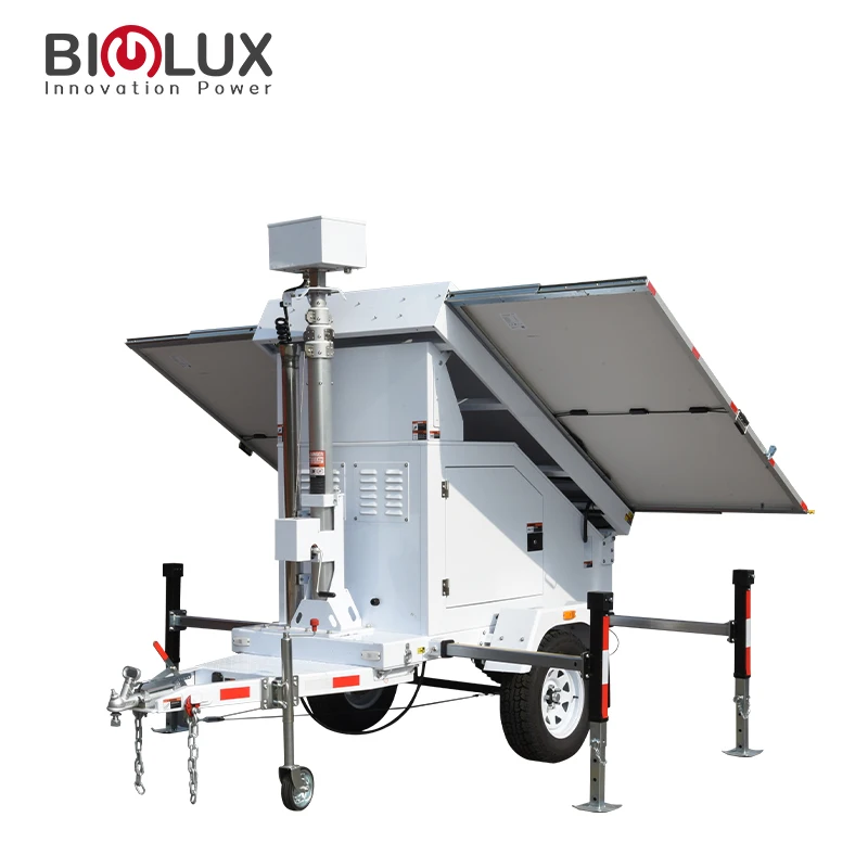 BIGLUX  self-powered solar cctv trailer remote access led light tower off-gird work side video surveillance mobile CCTV  trailer