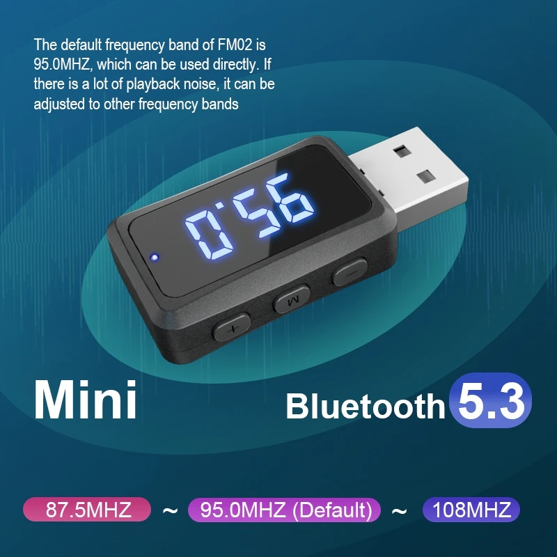 Автомобильный Bluetooth 5 3 FM02 мини-USB-передатчик приемник со светодиодным дисплеем громкой связи автомобильный комплект беспроводной аудио для Fm-радио