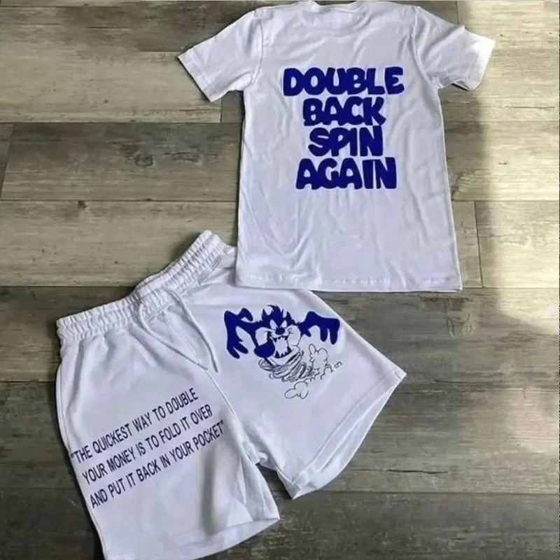 DCY 2024 New Products Smiling Expression 2 Piece Short Sleeve Shorts Set,Custom Men Short Sets Two Piece