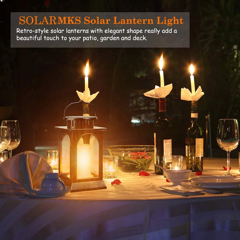 
2020 hot sale outdoor garden decoration solar lantern led light flame flickering dock lights 