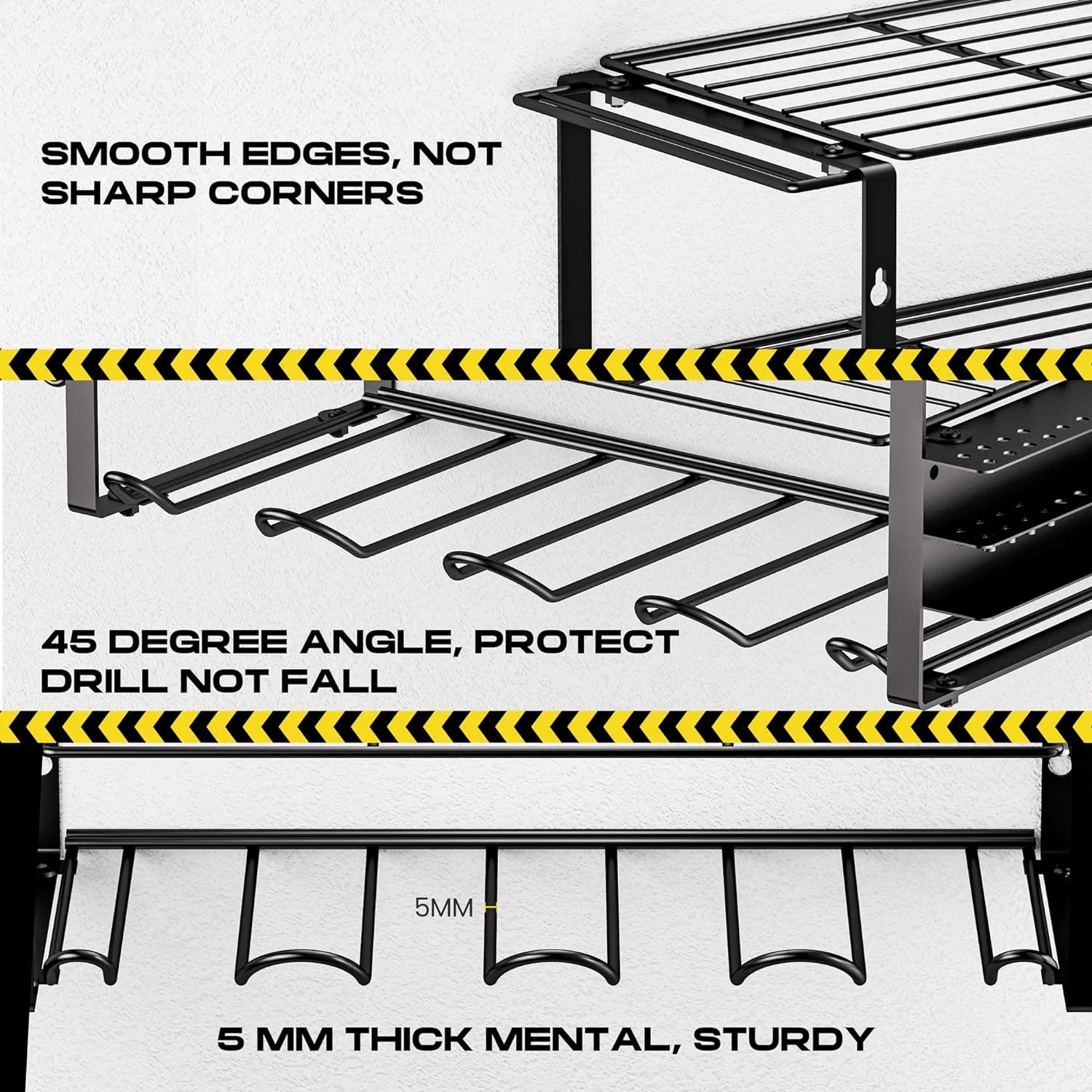 Power Tool Organizer Wall Mount 4 Tier Heavy Duty Metal Shelf Rack for Dewalt Tools Screwdrivers Pliers and 4 Drill Racks Garage