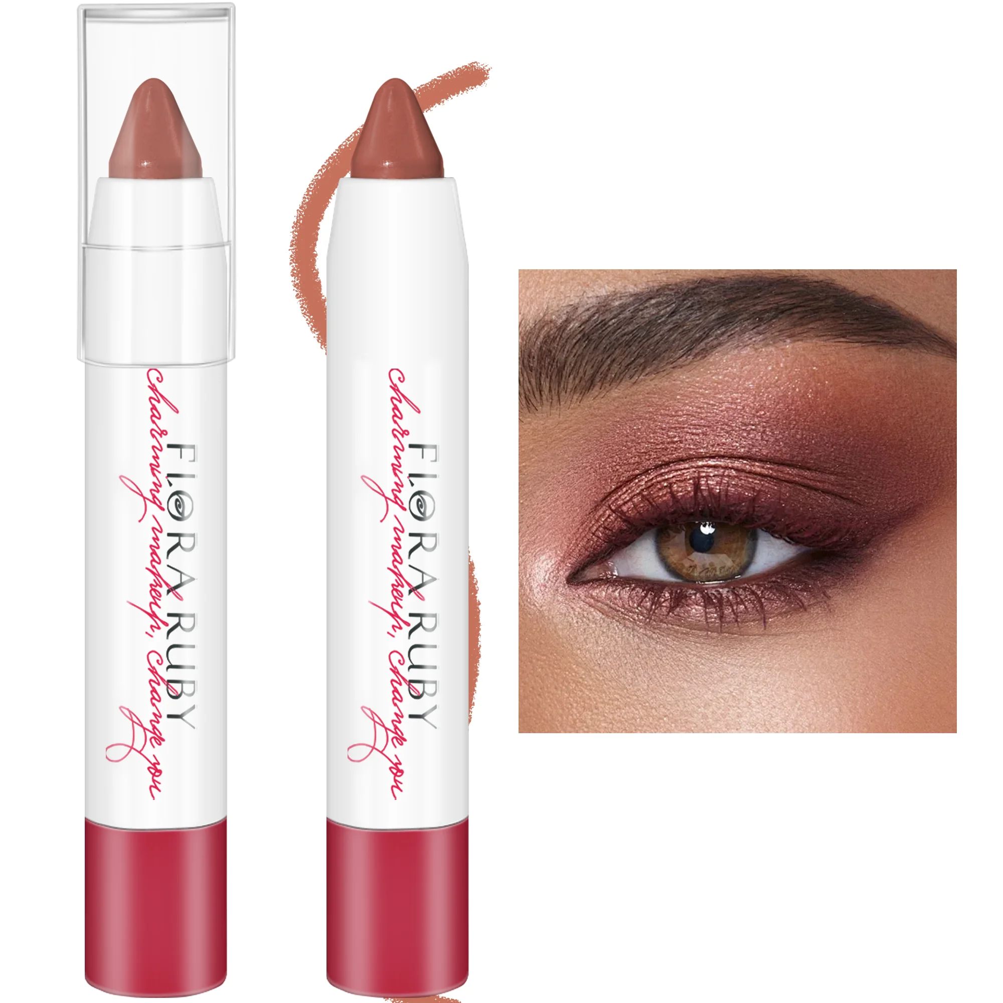 Custom vegan matte eye shadow stick neutrals waterproof smudge proof glitter eyeshadow pencil makeup single color shadow pen