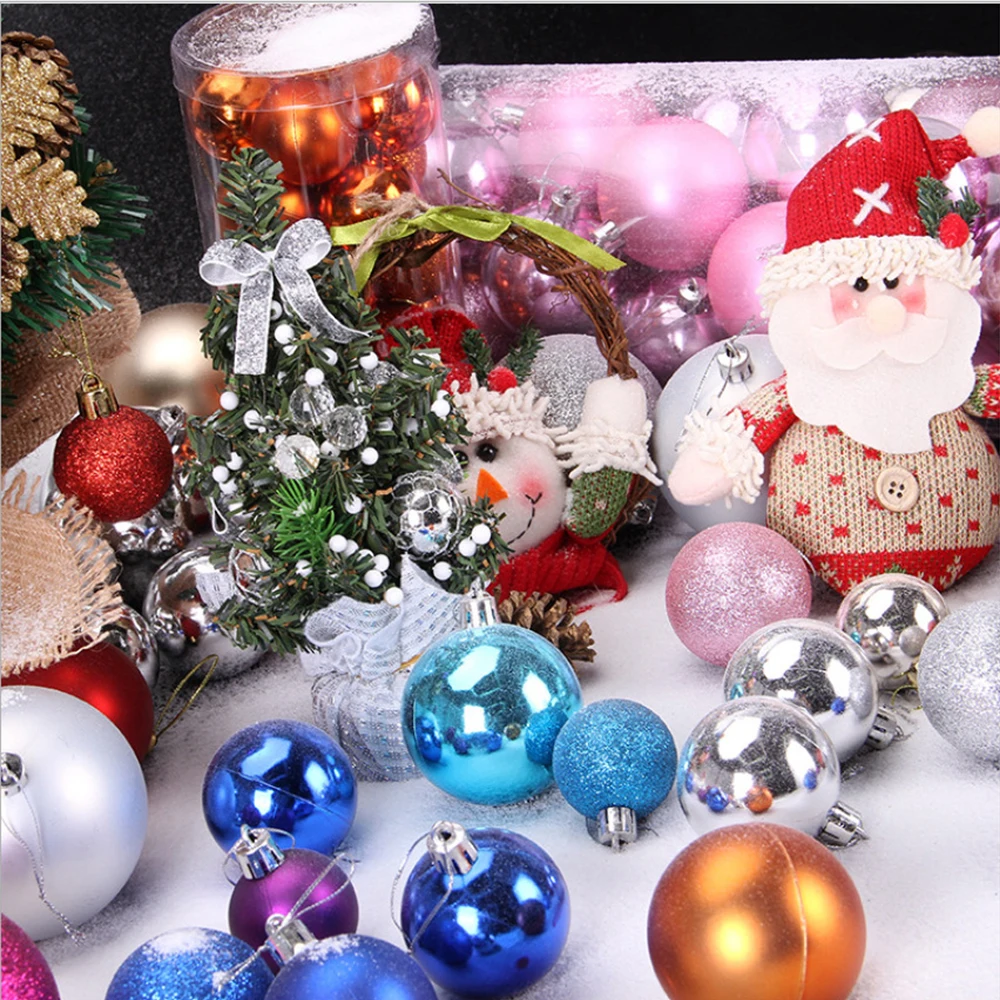 
3-4cm 24pcs Plastic Decoration Ornaments Santa Ball Set Christmas Tree Balls 