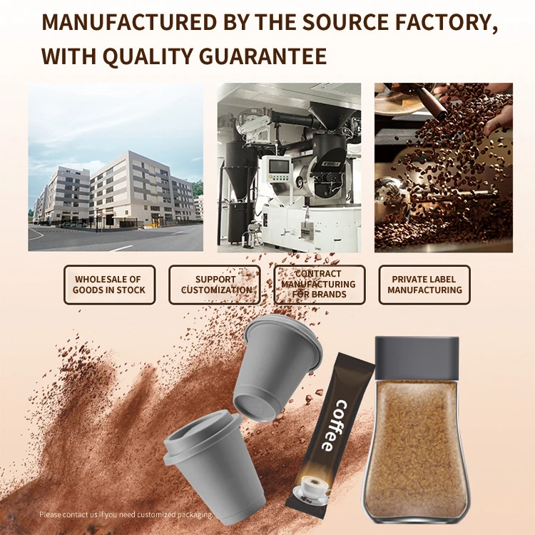 Latest Hot Sale High-Quality Coffee Powder Affordable Package Freeze-Dried Instant Coffee for Family Milk Tea Shop