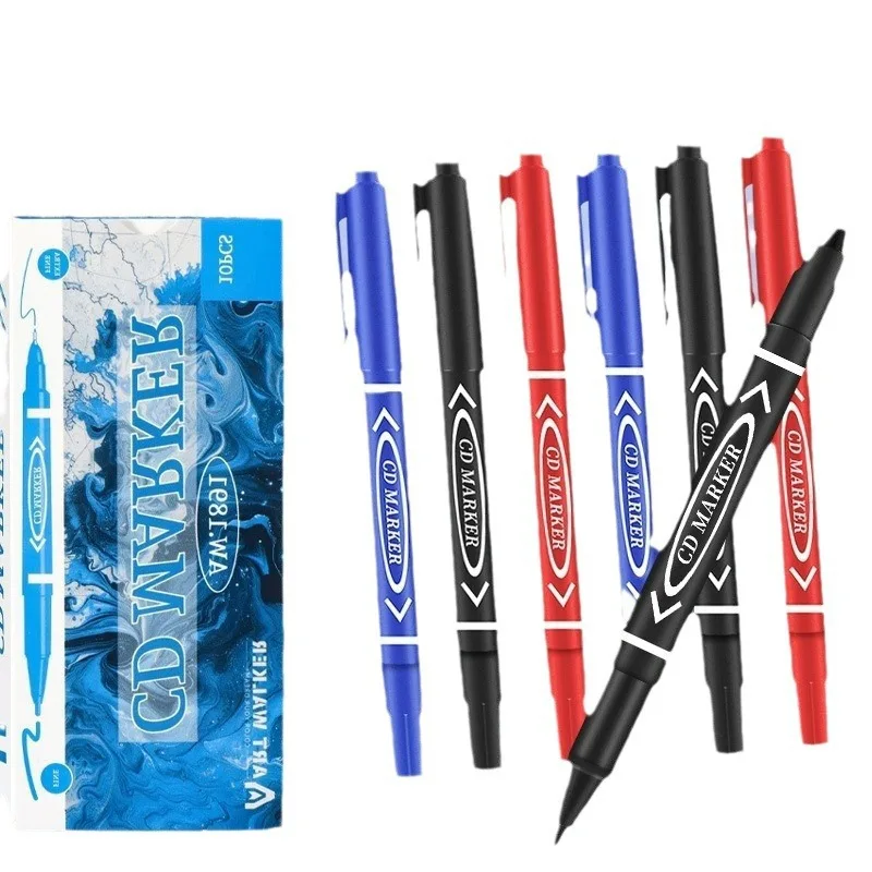 Writing Black Pen Small Dual Tip Marker Pens Quickly Dry Art Marker Pen Ultra Fine Blue Red Black Permanent Marker