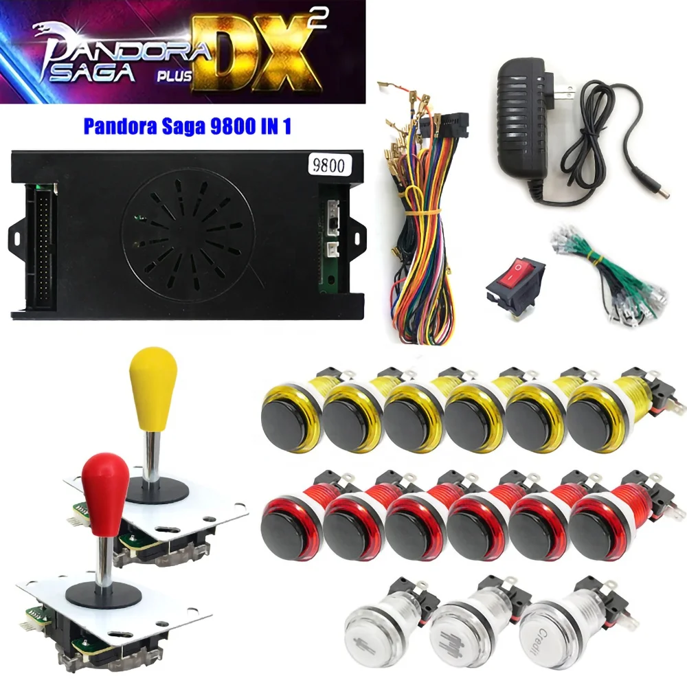 Hot Selling Arcade 5 Pin Joystick Black Cap Button 9800 in 1 Pandoras Game Box DIY Kit Push Button Arcade Game Console