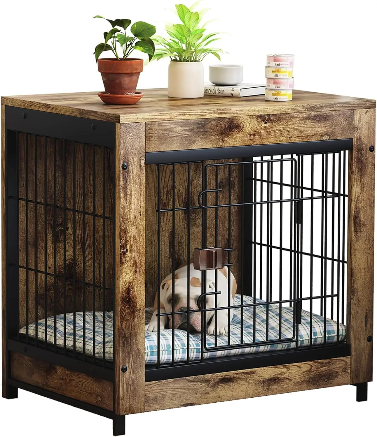 Dog Cage Furniture Kennel Interior with removable tray Heavy Duty Large Medium dog cage