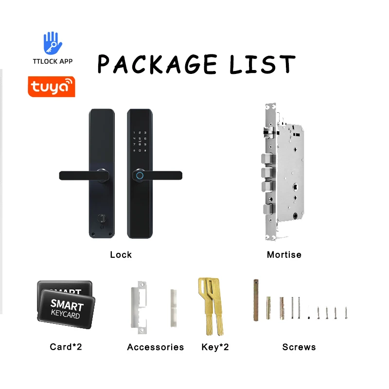 Best price card code access Fingerprint gate smart door locks ttlock tuya smart door lock