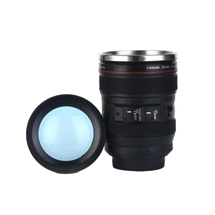 Creative Wholesale White Black Stainless Steel Insulated Coffee Camera Lens Mug Camera Lens Coffee Mug Camera Lens Cup Mug