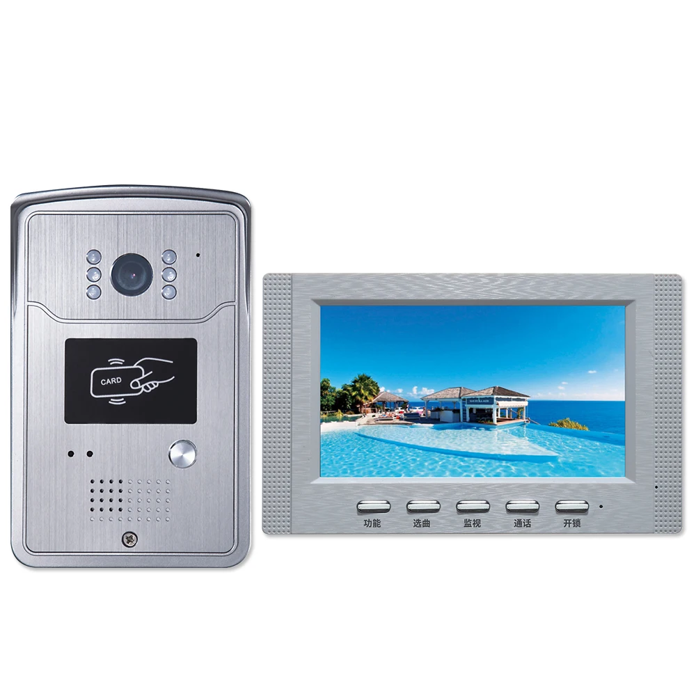 Video Door phone building Intercom System Aittda 7 Inch touch key Color Screen smart ring video doorbell small building Access