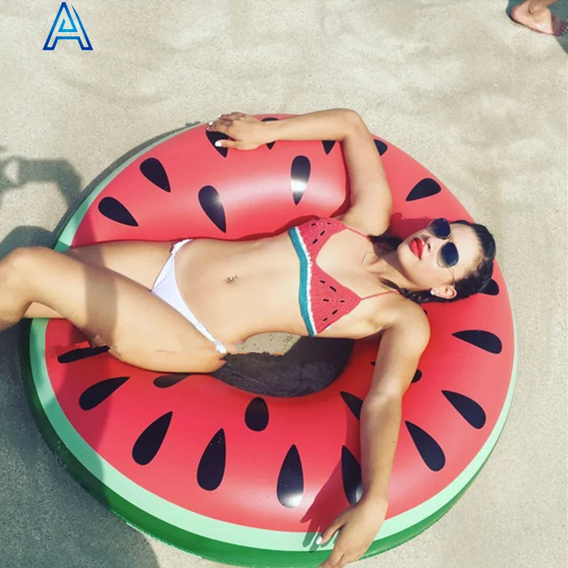 Watermelon fruit design PVC inflatable swim ring swim tube for pool float water toy promotional inflatable toy