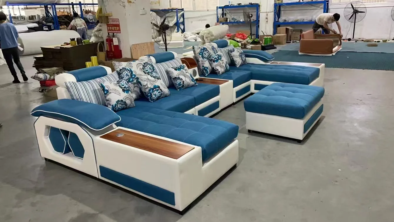 Simple Modern No-clean Technical Fabric Combination Sofa Large Detachable Washable Latex Corner Fabric Sofa For Living Room