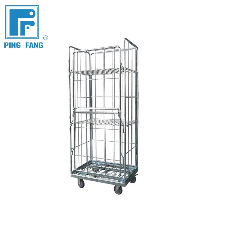 Industrial Nestable Laundry Roll Cage zinced roll cage trolley