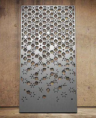 Interior sliding board of house gold wood hanging panel laser cut design aluminum wall living partition room divider movable