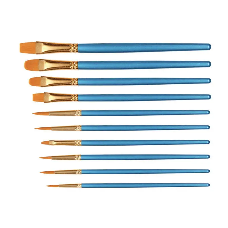 12pcs One Set Nylon Wool Brush Acrylic Painting Watercolor Brush Painting Brush with Color Palette