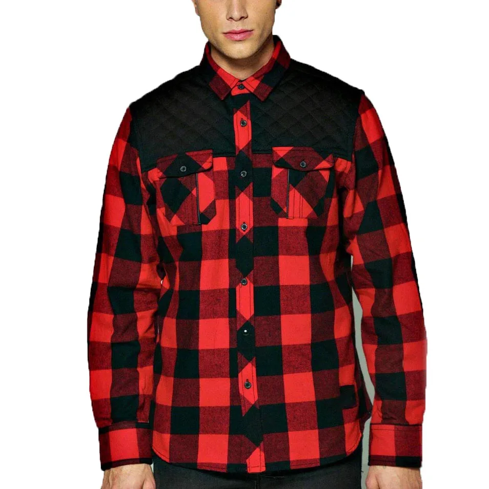 OEM Custom Mens Quilted Check Flannel Shirts