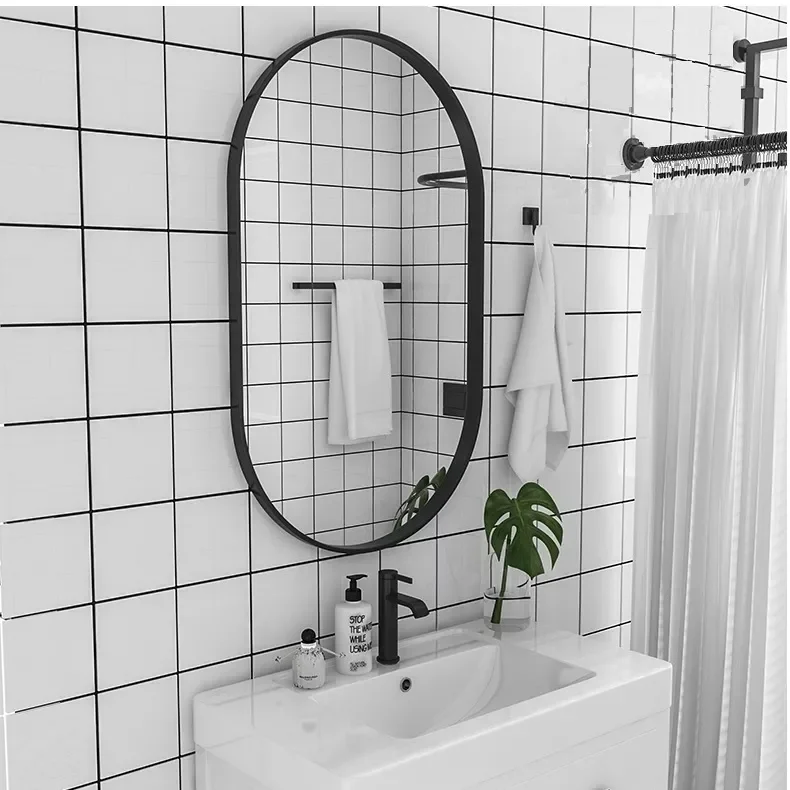 Modern Supplier Arched Black Frame Glass Mirror Wall Decoration Dressing Mirror for Living Room Bedroom Bathroom