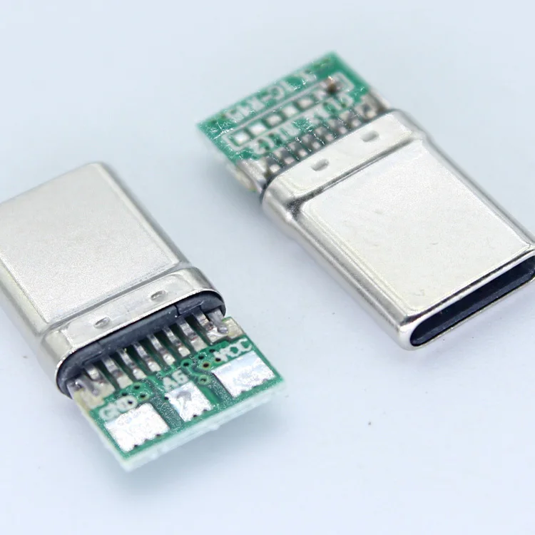 24pin Usb 3.1 Type C A Plug Full Stick Smt 180 Degree Blue Color 24 pin With PCB Board 4 Core Usb C Type Male Solder Connector