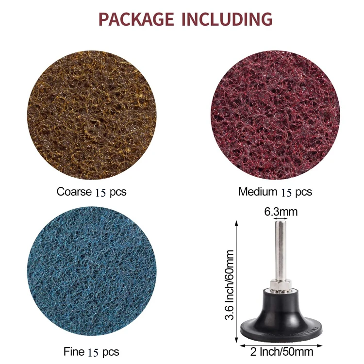 SATC 46PCS 2 Inch Fine Medium Coarse Surface Conditioning Sanding Disc Quick Change Discs with 1/4' Holder