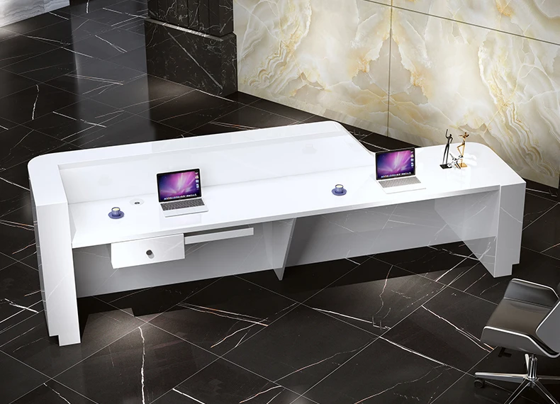 Office front desk counter reception table white l shaped front reception desk modern