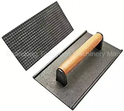 Amazon Hot Barbecue Bacon Press Custom rectangular cooker Cast iron grill press with wooden handle