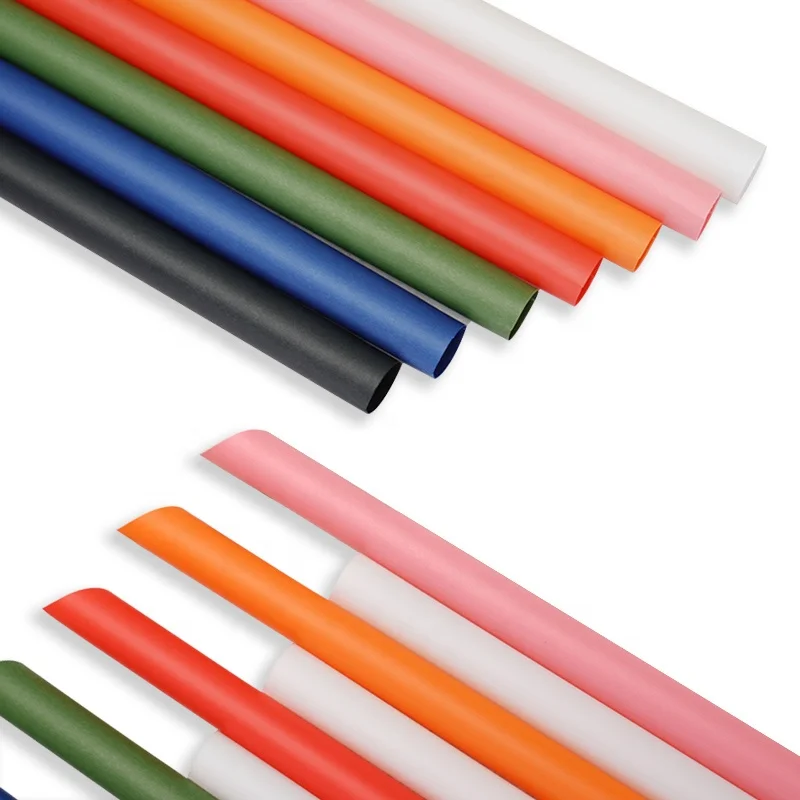 Polylactic acid material colorful bubble tea straight straw degradable individually packaged pla straws with wrap printing paper