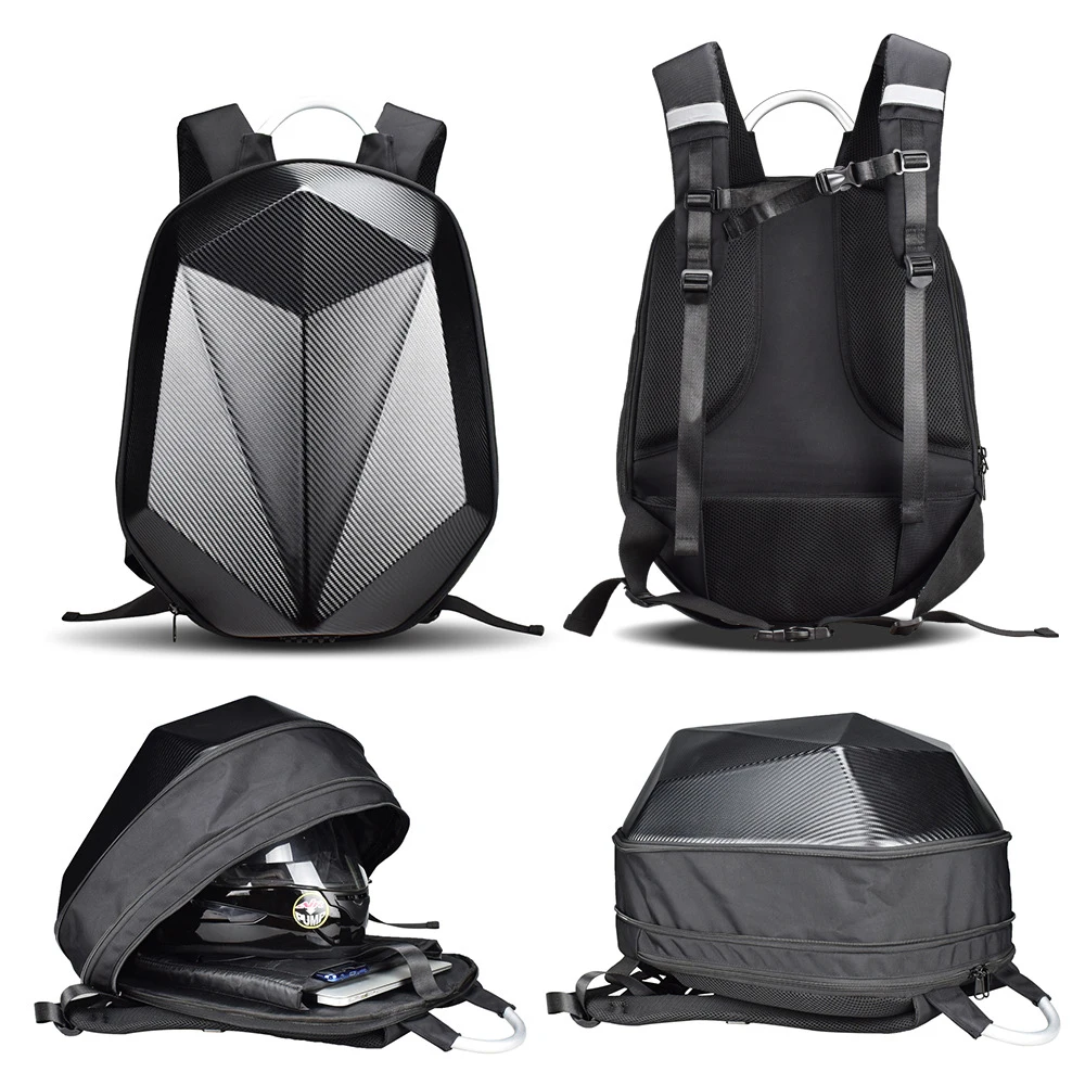 Custom Waterproof Large Capacity Durable Portable Fashion Hard Shell Motorcycle Backpack For Outdoor Travel Riding Racing Sport
