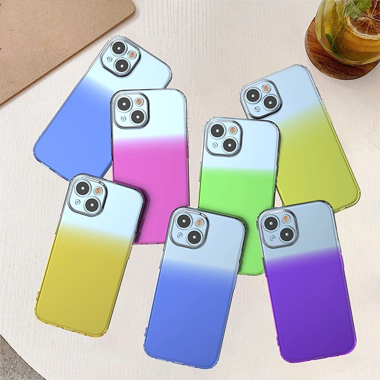Best Selling gradual change color Protective Transparent tpu Soft Silicone Cover for iPhone 15  phone case