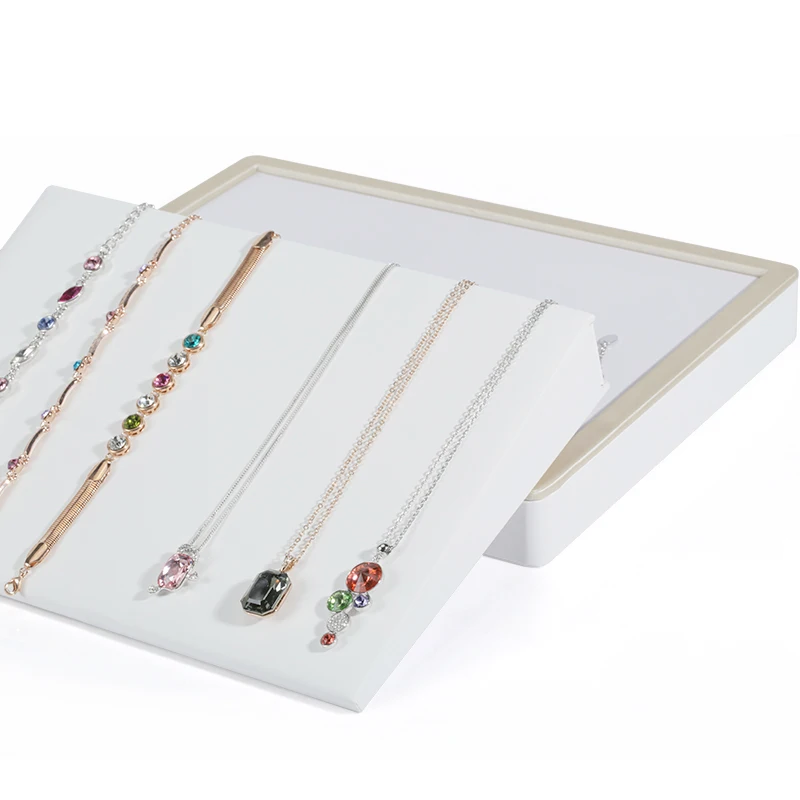 DIGU PU leather jewelry display stand earrings display props jewellery ring pendant necklace storage display tray