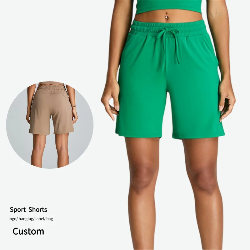 Summer New Women Sports Fitness Yoga Shorts Breathable Quick Dry Running Workout Shorts Casual Loose Drawstring Waistband Shorts