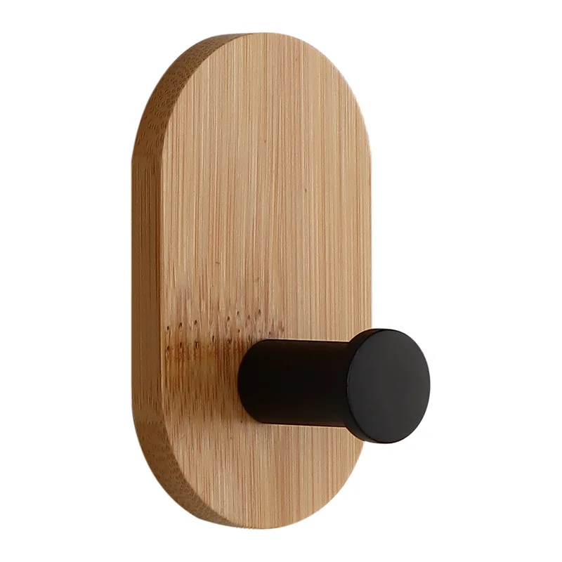 2024 Popular Customized Stainless Steel Bamboo Self Adhesive Hooks No Drilling Wall Hooks Shelf Wall Hangers  Clothes Hook