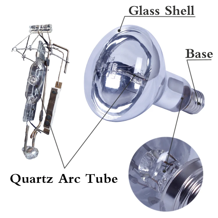 Lucky herp  80W 100W 125W 160W mercury vapor uvb heating bulb uvb uva and heat lamp for reptile wtih CE ROSH PSE