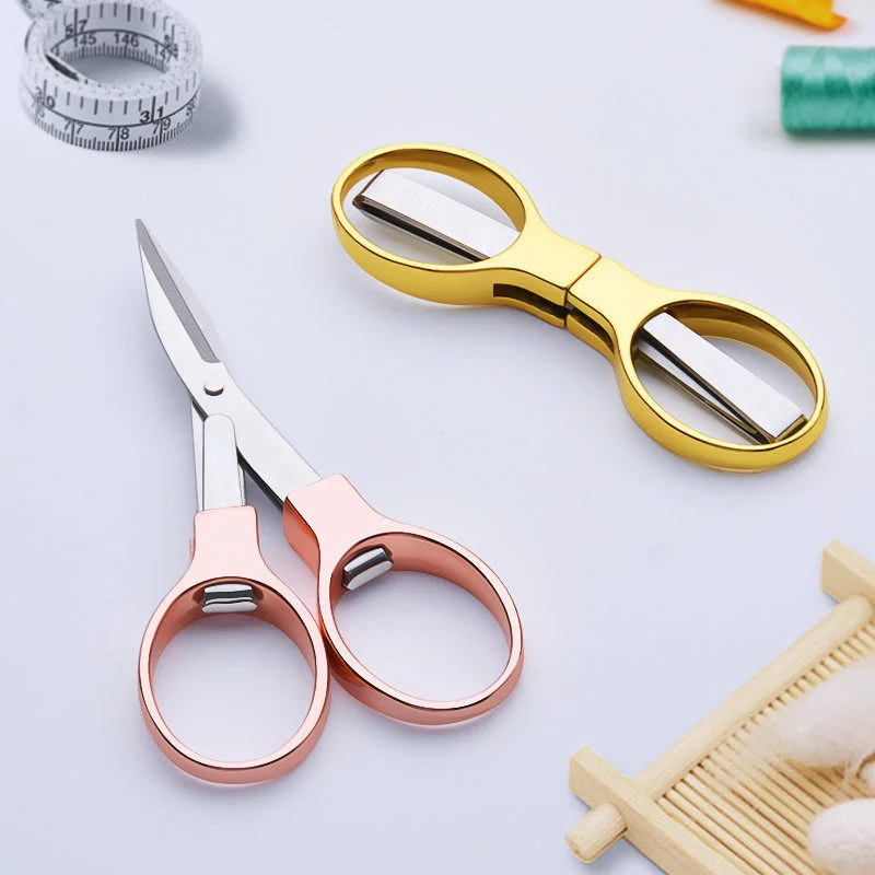 Factory New Portable Travel Mini Shears Foldable Stainless Steel Folding Scissors for Paper String Craft Shred