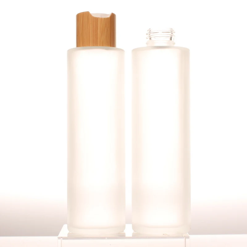 5oz 150ml Empty Thin Tall Style Frost Glass Bottle Flip Top Cap for Cosmetics Makeup Remove Cleansing Water Packing Custom Logo