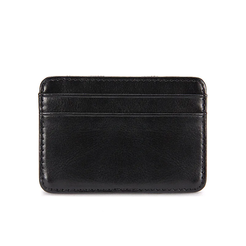 Custom Logo Mens Slim Pu Leather Magic Wallet Coin Purse Credit Card Holder Wallets Magic Money Clip Purse With Elastic Strip