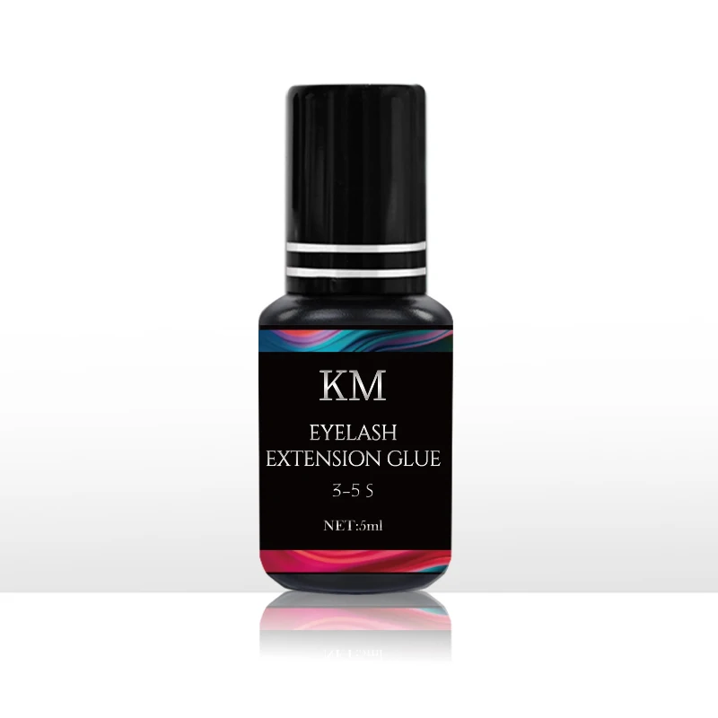 KM eyelash extension glue for sensitive eyes no-irritation adhesive for cluster lashes black eyelash glue 5ml 4-6 weeks