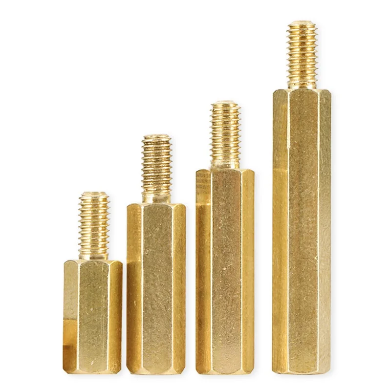 Hexagonal isolation copper cylinder security chassis stud M3 hexagonal single-end internal and external teeth hollow stud