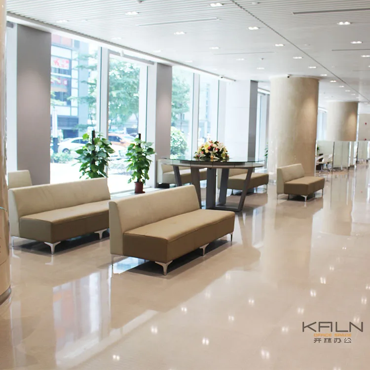 Newest office furniture factory directly sell customized green material leisure waiting area leather sofa sets hotel lounge