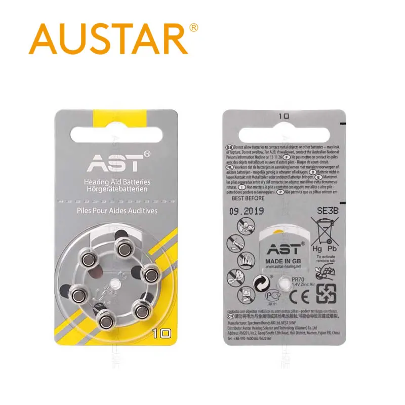 Батарейки для слуховых аппаратов Rayovac Размер 10 цифровых и аналоговых Austar батарейки Zinc Air