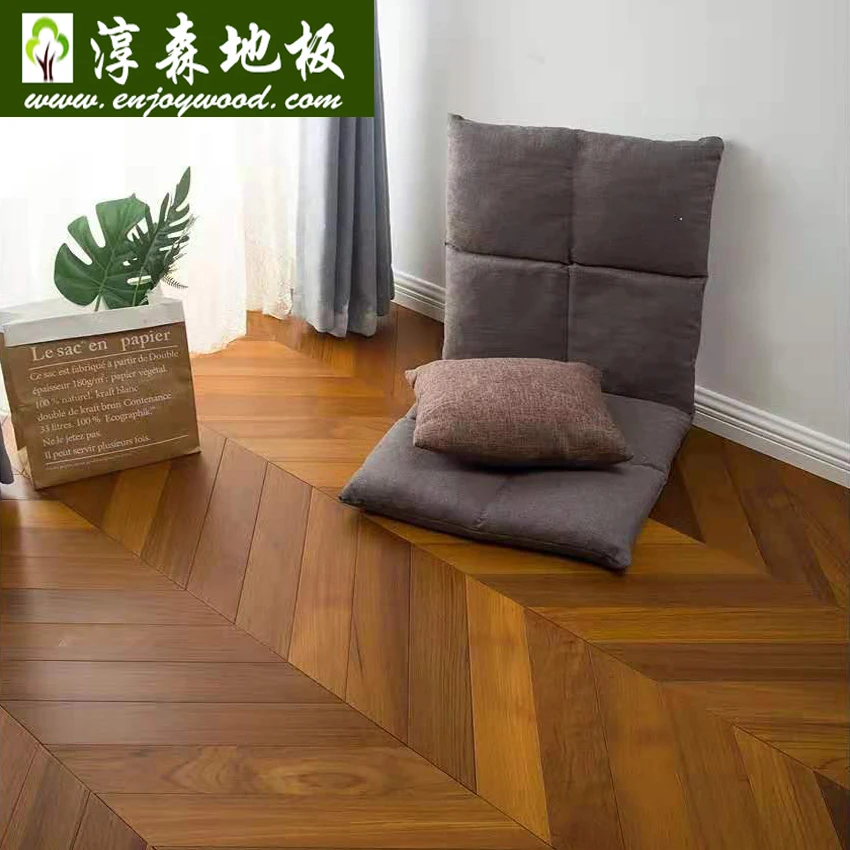White Oak Burma Teak American Walnut Kosso Wood Engineered Chevron Hungarian Point Design Parquet Flooring