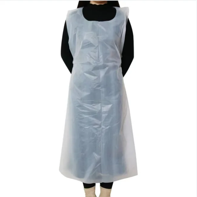 Customized Disposable White Plastic 25 Microns PE Apron 115*70cm
