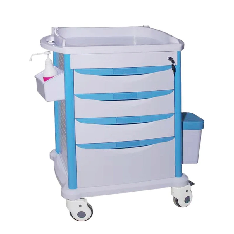 High Quality Medical hospital furniture abs emergency medical trolley for hospital usage medicine trolley cart
