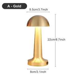 Touch Control USB Charging Latest Rechargeable Nordic Gold Metal Retro Bar Table Lamps