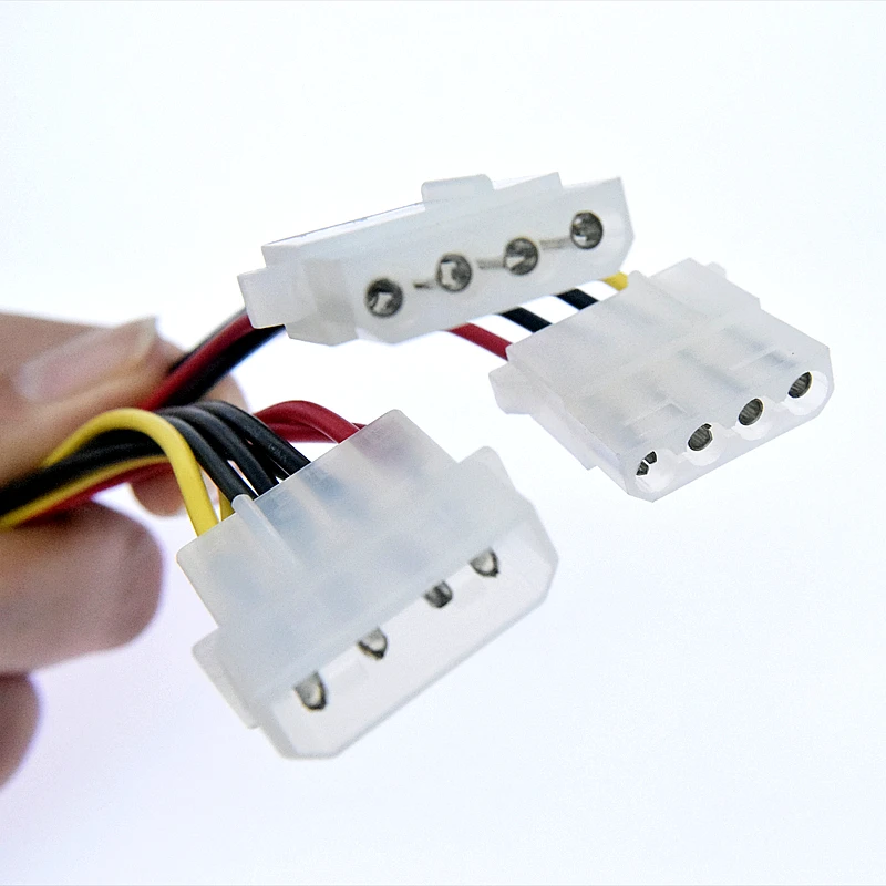 5.08 pitch Big 4pin male to 2 female IDE 1 by 2 Molex male to dual female power cable for cooling fan for PC