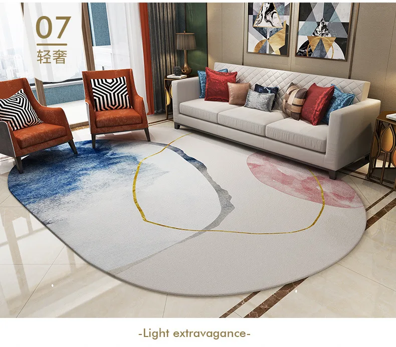 
New Design Green Modern Custom Carpet Printed Oval Area Rug for Living Room 